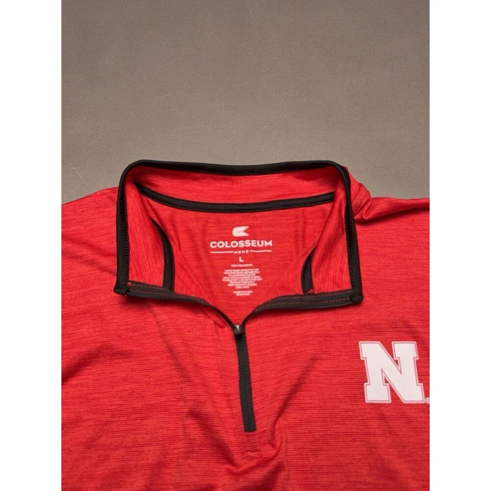 Colosseum Men's Nebraska Corn Huskers N 1/4 Zip Thin Light Jacket Red L Large
